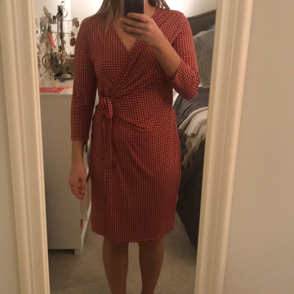 Anne Klein Printed Faux-Wrap Dress